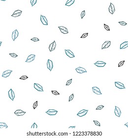 Light BLUE vector seamless doodle pattern with leaves. Blurred decorative design in Indian style with leaves. Texture for window blinds, curtains.