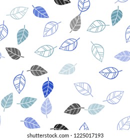 Light BLUE vector seamless doodle pattern with leaves. Doodle illustration of leaves in Origami style with gradient. Template for business cards, websites.