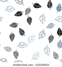 Light BLUE vector seamless doodle template with leaves. Decorative illustration with doodles on abstract template. Design for textile, fabric, wallpapers.
