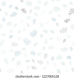 Light BLUE vector seamless doodle backdrop with leaves, branches. Brand new colored illustration with leaves and branches. Pattern for design of window blinds, curtains.