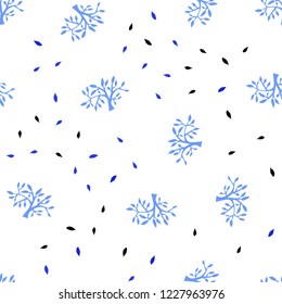 Light BLUE vector seamless doodle pattern with leaves, branches. Modern abstract illustration with leaves and branches. Pattern for trendy fabric, wallpapers.