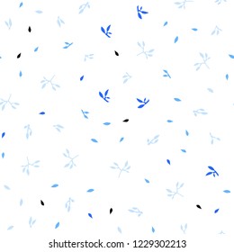 Light BLUE vector seamless doodle pattern with leaves. An elegant bright illustration with leaves in Natural style. Template for business cards, websites.