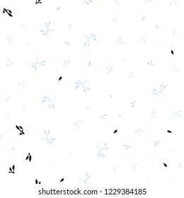 Light BLUE vector seamless doodle template with leaves. A vague abstract illustration with leaves in doodles style. Design for textile, fabric, wallpapers.