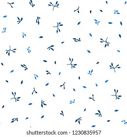 Light BLUE vector seamless doodle backdrop with leaves. Glitter abstract illustration with doodles and leaves. Trendy design for wallpaper, fabric makers.