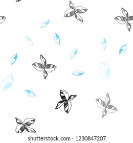 Light BLUE vector seamless doodle template with leaves. Modern geometrical abstract illustration with leaves. Pattern for trendy fabric, wallpapers.