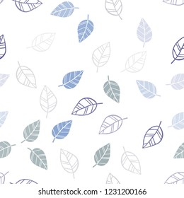 Light BLUE vector seamless doodle template with leaves. New colorful illustration in doodle style with leaves. Pattern for design of fabric, wallpapers.