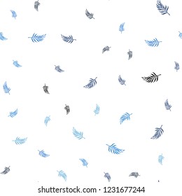 Light BLUE vector seamless doodle pattern with leaves. Colorful abstract illustration with leaves in doodle style. Trendy design for wallpaper, fabric makers.