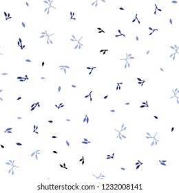 Light BLUE vector seamless doodle layout with leaves. leaves on elegant natural pattern with gradient. Design for textile, fabric, wallpapers.