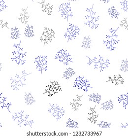 Light BLUE vector seamless doodle background with branches. Glitter abstract illustration with leaves and branches. Pattern for trendy fabric, wallpapers.