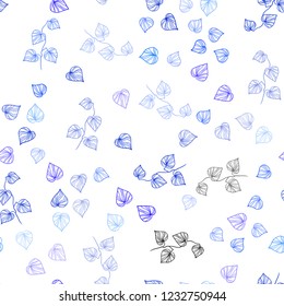 Light BLUE vector seamless doodle pattern with leaves. Creative illustration in blurred style with leaves. Pattern for trendy fabric, wallpapers.