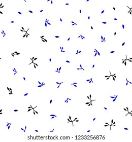 Light BLUE vector seamless doodle pattern with leaves. Decorative illustration with doodles on abstract template. Design for textile, fabric, wallpapers.