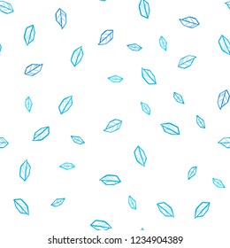 Light BLUE vector seamless doodle background with leaves. Colorful abstract illustration with leaves in doodle style. Design for textile, fabric, wallpapers.