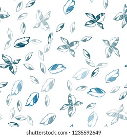 Light BLUE vector seamless doodle layout with leaves. Colorful abstract illustration with leaves in doodle style. Trendy design for wallpaper, fabric makers.