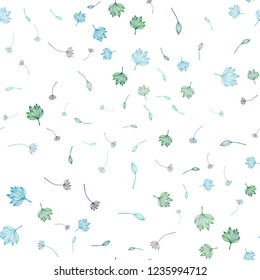 Light BLUE vector seamless doodle layout. Shining colored illustration with leaves in doodle style. Pattern for wallpapers and coloring books.