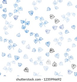 Light BLUE vector seamless doodle template with leaves. Glitter abstract illustration with doodles and leaves. Trendy design for wallpaper, fabric makers.