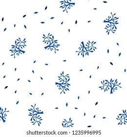 Light BLUE vector seamless doodle background with leaves, branches. Modern abstract illustration with leaves and branches. Design for wallpaper, fabric makers.