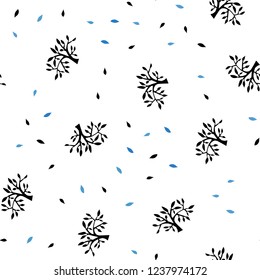 Light BLUE vector seamless doodle pattern with leaves, branches. Modern abstract illustration with leaves and branches. Pattern for trendy fabric, wallpapers.