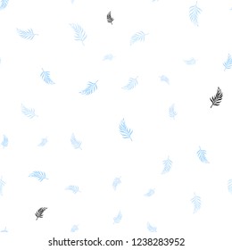 Light BLUE vector seamless doodle layout with leaves. Modern geometrical abstract illustration with leaves. Pattern for trendy fabric, wallpapers.