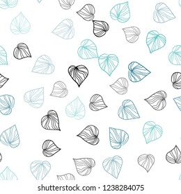 Light BLUE vector seamless doodle background with leaves. Colorful illustration in doodle style with leaves. Trendy design for wallpaper, fabric makers.