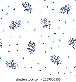 Light BLUE vector seamless doodle template with leaves, branches. Colorful illustration in doodle style with leaves, branches. Pattern for trendy fabric, wallpapers.