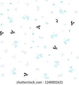 Light BLUE vector seamless doodle pattern with leaves. New colorful illustration in doodle style with leaves. Pattern for design of window blinds, curtains.