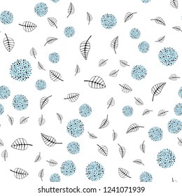 Light BLUE vector seamless doodle background with leaves, flowers. Colorful abstract illustration with leaves in doodle style. Pattern for design of fabric, wallpapers.