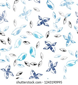 Light BLUE vector seamless doodle pattern with leaves. Brand new colored illustration in blurry style with leaves. Pattern for trendy fabric, wallpapers.