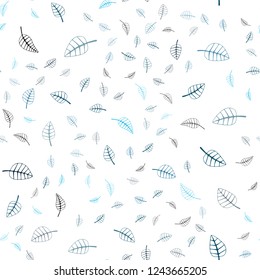 Light BLUE vector seamless  doodle blurred texture. Creative illustration in blurred style with leaves. Template for backgrounds of cell phones.