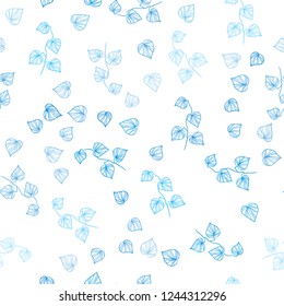Light BLUE vector seamless doodle layout with leaves. Modern geometrical abstract illustration with leaves. Pattern for trendy fabric, wallpapers.