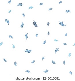 Light BLUE vector seamless doodle template with leaves. New colorful illustration in doodle style with leaves. Design for textile, fabric, wallpapers.