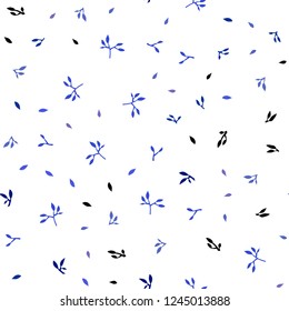 Light BLUE vector seamless doodle layout with leaves. leaves on blurred abstract background with gradient. Pattern for trendy fabric, wallpapers.