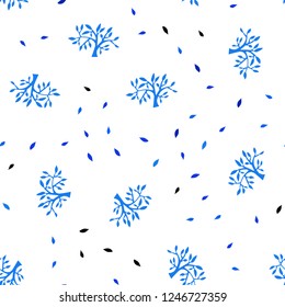 Light BLUE vector seamless doodle template with leaves, branches. Leaves, branches in natural style on white background. Design for wallpaper, fabric makers.