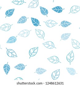 Light BLUE vector seamless doodle background with leaves. Brand new colored illustration in blurry style with leaves. Pattern for design of window blinds, curtains.