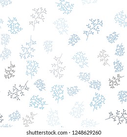 Light BLUE vector seamless doodle template with branches. Leaves and branches with gradient on white background. Design for wallpaper, fabric makers.