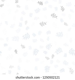 Light BLUE vector seamless doodle pattern with leaves, branches. An elegant bright illustration with leaves and branches. Pattern for design of window blinds, curtains.
