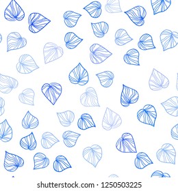 Light BLUE vector seamless doodle layout with leaves. Colorful abstract illustration with leaves in doodle style. Pattern for trendy fabric, wallpapers.