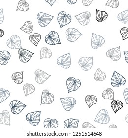 Light BLUE vector seamless doodle layout with leaves. Sketchy doodles with leaves on blurred background. Pattern for trendy fabric, wallpapers.