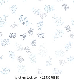 Light BLUE vector seamless doodle layout with branches. Creative illustration in blurred style with leaves, branches. Pattern for trendy fabric, wallpapers.