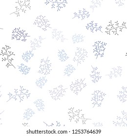 Light BLUE vector seamless doodle background with branches. Modern abstract illustration with leaves and branches. Pattern for trendy fabric, wallpapers.