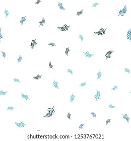 Light BLUE vector seamless doodle template with leaves. Creative illustration in blurred style with leaves. Trendy design for wallpaper, fabric makers.