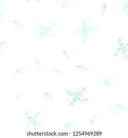 Light BLUE vector seamless doodle layout with leaves. Colorful illustration in doodle style with leaves. Trendy design for wallpaper, fabric makers.