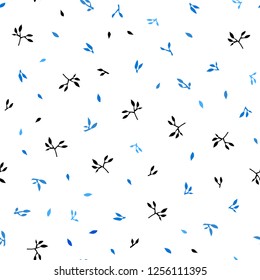 Light BLUE vector seamless doodle backdrop with leaves. Blurred decorative design in Indian style with leaves. Pattern for trendy fabric, wallpapers.