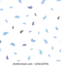 Light BLUE vector seamless doodle template with leaves. Doodle illustration of leaves in Origami style with gradient. Pattern for trendy fabric, wallpapers.