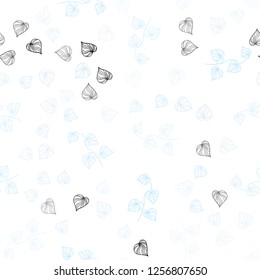 Light BLUE vector seamless doodle pattern with leaves. Modern geometrical abstract illustration with leaves. Trendy design for wallpaper, fabric makers.