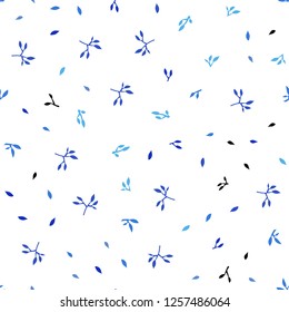 Light BLUE vector seamless doodle template with leaves. leaves on elegant natural pattern with gradient. Pattern for design of fabric, wallpapers.