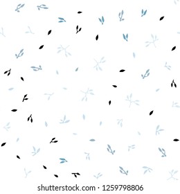Light BLUE vector seamless doodle backdrop with leaves. Shining colored illustration with leaves in doodle style. Pattern for design of fabric, wallpapers.