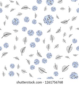 Light BLUE vector seamless doodle pattern with leaves, flowers. Colorful abstract illustration with leaves in doodle style. Pattern for design of window blinds, curtains.