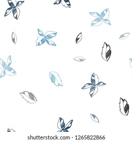 Light BLUE vector seamless doodle background with leaves. Modern geometrical abstract illustration with leaves. Design for textile, fabric, wallpapers.