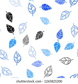 Light BLUE vector seamless doodle pattern with leaves. leaves on blurred abstract background with gradient. Pattern for design of window blinds, curtains.