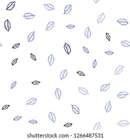 Light BLUE vector seamless doodle layout with leaves. An elegant bright illustration with leaves in Natural style. Design for wallpaper, fabric makers.